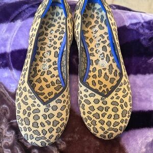 Rothy's Leopard Print Flats with Blue Trim